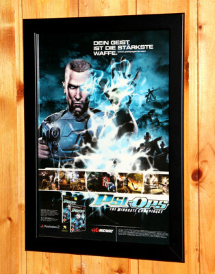 Psi-Ops The Mindgate Conspiracy Very Rare Small Poster / Ad Page Framed PS2 Xbox