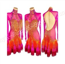 jz Handmade Women Samba Ballroom Swing Salsa Rumba Latin Dance Dress RHYTHM