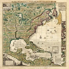 1733 British Empire in America Septentrionalis Historic Map - 24x24