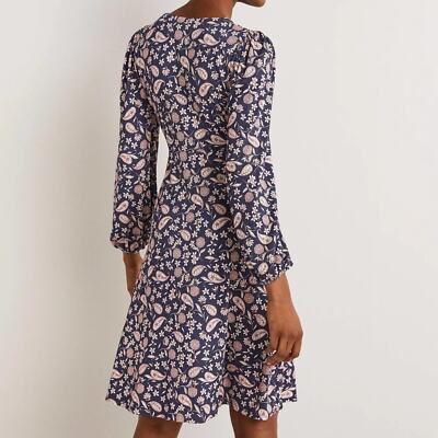 NWT Boden Easy Fixed Wrap Jersey Dress in French Navy, Flower Garden 8P |  eBay