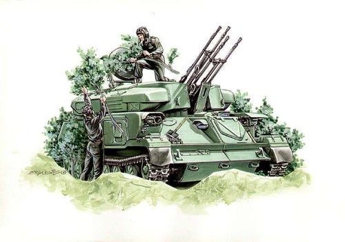 ZSU-23-4 Shilka anti-aircraft weapon Author's drawing illustrate cover book