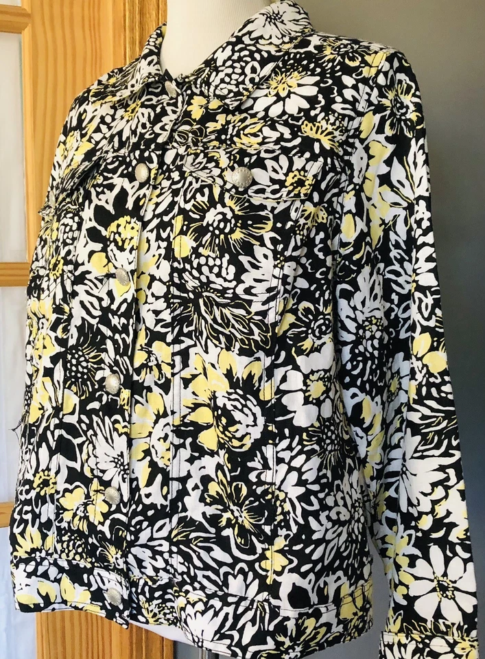 Lucy & Laurel Floral Linen Jacket Woman’s 1X Pockets Yellow Cottagecore Boho - Image 3 of 4