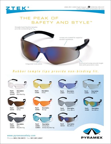 12- ZTEK Indoor Outdoor Spiegel Schutz Arbeitsbrille Schutzbrille ANSI Z87+ - Bild 7 von 8