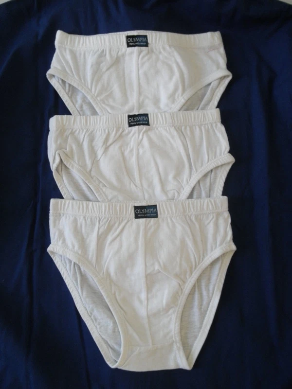 LOT DE 3 SLIPS GARCON AGE 4-6 ANS MARQUE OLYMPIA COULEUR BLANC 100% COTON - Photo 1/1