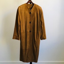Nwot Laurel Neiman Marcus Leather Full Length Tan Coat Jacket Overcoat Laurèl