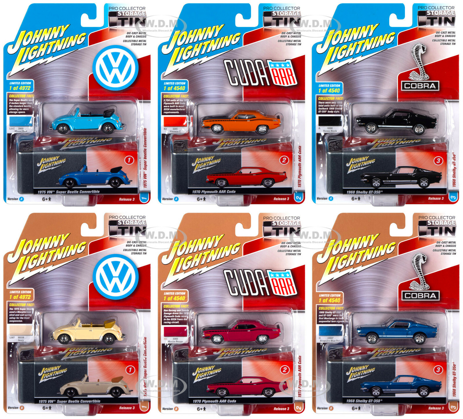 КОЛЛЕКЦИОННАЯ ЖЕСТЯНКА 2020 ГОДА ВЫПУСКА 3, НАБОР ИЗ 6 МАШИНОК 1/64 ОТ JOHNNY LIGHTNING JLCT005