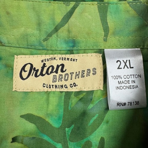 Orton Brothers Hawaiian Shirt Mens 2XL Tie Dye Floral Green Button Front - Picture 3 of 5