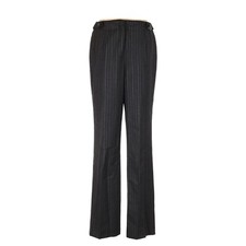 Carlisle Women  s Size 6 Small Gray Stripe Wool Blend Button Detail Trouser Pants