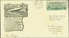 SAVOYSTAMPS-USA Cover-Graf Zeppelin FDC 1933-C18-Miami to Chicago Oct 6th, 1933