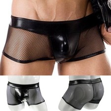 Pour Boxer en maille en faux cuir sophistiquée pour hommes en maille noire à