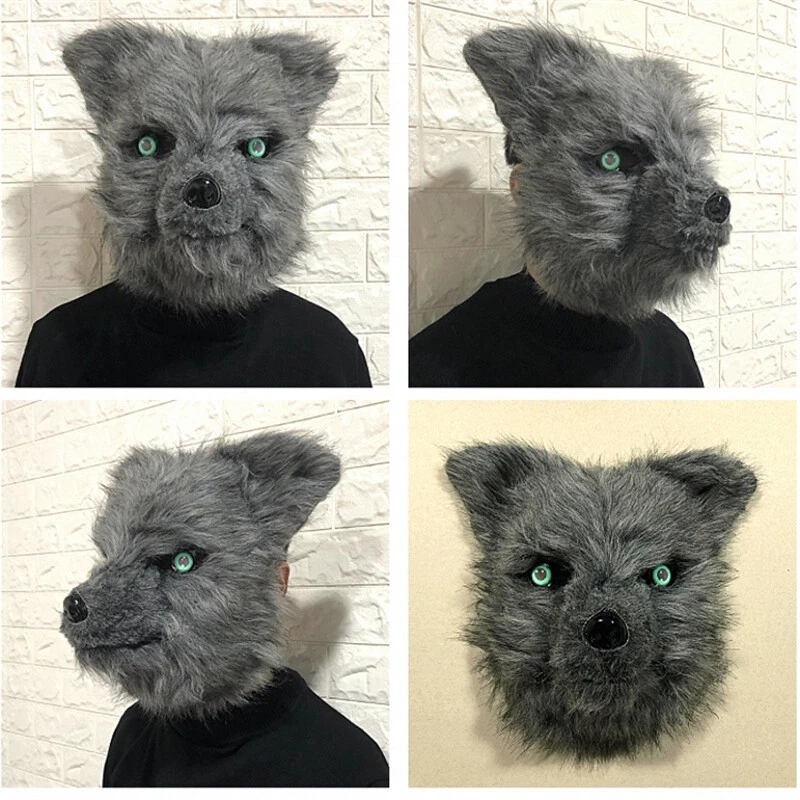 Cartoon Animal Wolf Fox Head Mask Headgear Movable Mouth Cosplay Costumes Props - Image 3 of 4