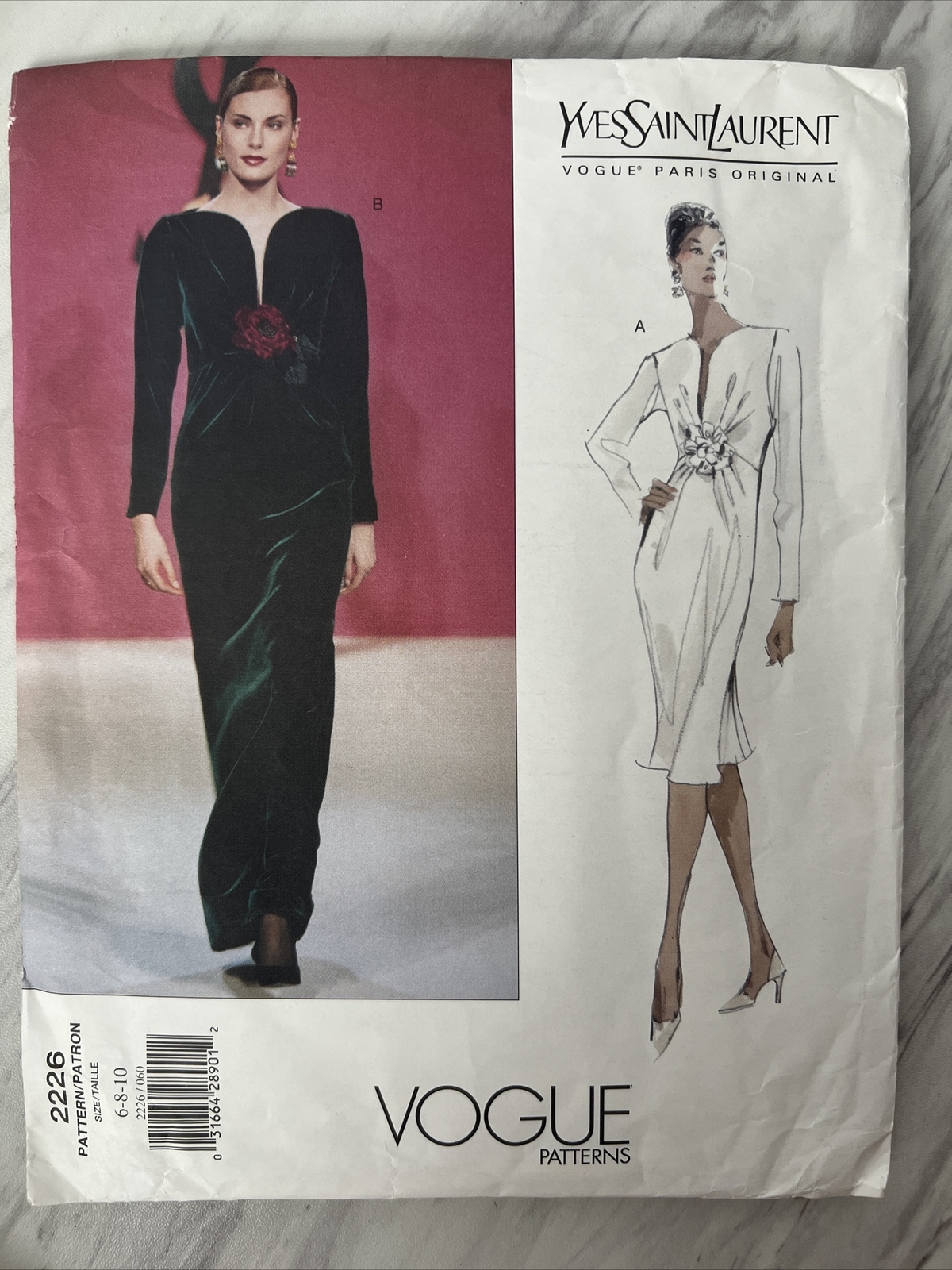 UNCUT Vogue Pattern 2226 Yves Saint Laurent Size 6 8 10 Dress