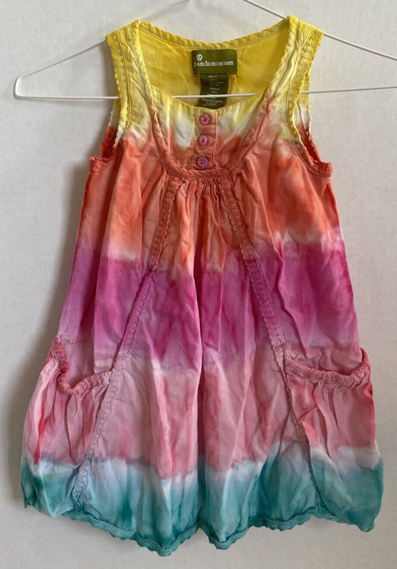 Pandemonium Girl's Tiered Boho Dress Size 4 Tie Dye Pastel Colors *pre-owned*