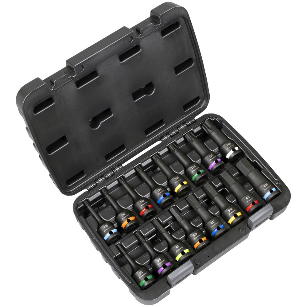 Sealey Premier Hex & TRX-Star* Impact Socket Bit Set 1/2""Sq Drive 16pc