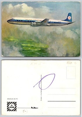 Vintage KLM Royal Dutch Airlines Douglas DC-7C Airplane Postcard Planeta