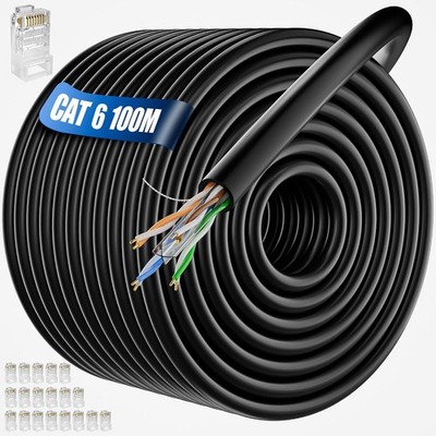 LAN Kabel 100 Meter Outdoor, Bulk Netzwerkkabel 100m Verlegekabel Cat 6, Außen L