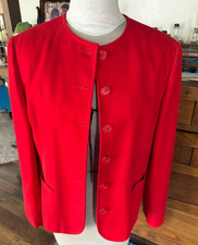Women  s Vintage Pendleton 100 Virgin Wool Red Button Front Jacket Size 16