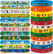 48 PCS Party Favors Slap Bracelets for Kids Animal Rubber Bracelets Silicone Wri