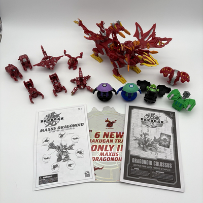 #ad Bakugan Dragonoid Colossus amp; Maxus Dragonoid Figures Lot Incomplete $39.95
