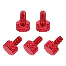 5 PCS M6x12mm Flat Head Knurled Thumb Screws Aluminum Alloy Computer Case Red