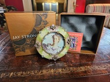 Jay Strongwater Agatha Swarovski Crystal Enamel Round Green Mauve Frame W/Box