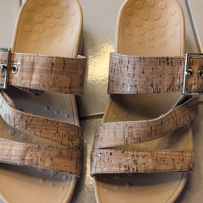 NWOT , Vionic Cork Strapped Sandals w/ gold accents 
