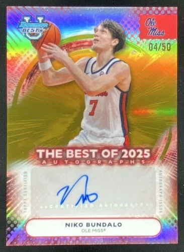 2025 Bowman Best University Basketball Gold Refractor Niko Bundalo #BA-NB