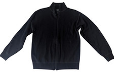 Sonoma Mens Medium Black Full Zip Sweater Mock Neck Acrylic Knit Jacket