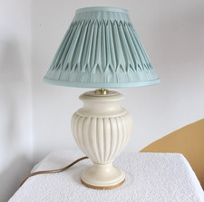DAR Lighting Grecian urn cream table lamp with Laura Ashley duck egg blue shade