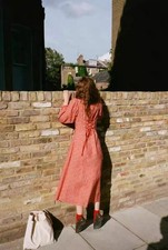Christy Dawn 2026 New French V-neck Long sleeved Apple Flower Printed Dress