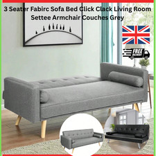 3 Seater Fabirc Sofa Bed Click Clack Living Room Settee Armchair Couches Grey