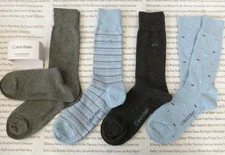 CALVIN KLEIN 4pk Smart Sock Mens Asst-Colour UK 6.5-11 Dress Socks BNIP Rp£28