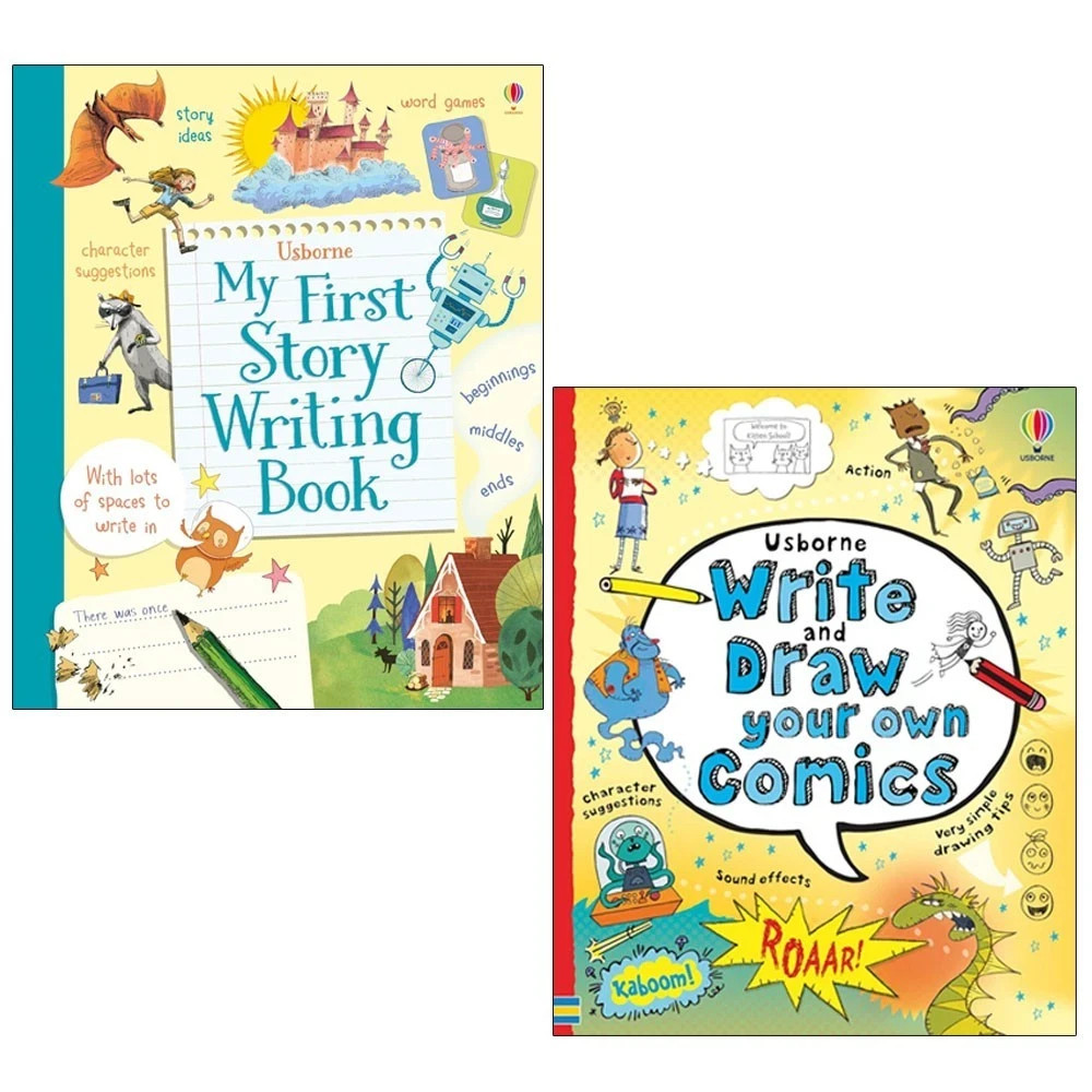 Usborne My First Story Writing Book, Write and Draw Your Own Comics 2 Books Set