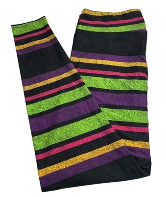 LuLaRoe Leggings TC Tall Curvy HALLOWEEN BLACK Colorful Fall STRIPE Ships FAST