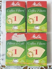 Melitta #1 Cone Coffee Filters (4 boxes) Unbleached Natural bwn. 40 in each  box