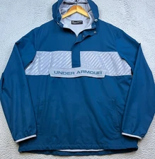 Under Armour 1/4 Zip Hoodie Pullover Mens XL  Blue Insulated Loose Jacket