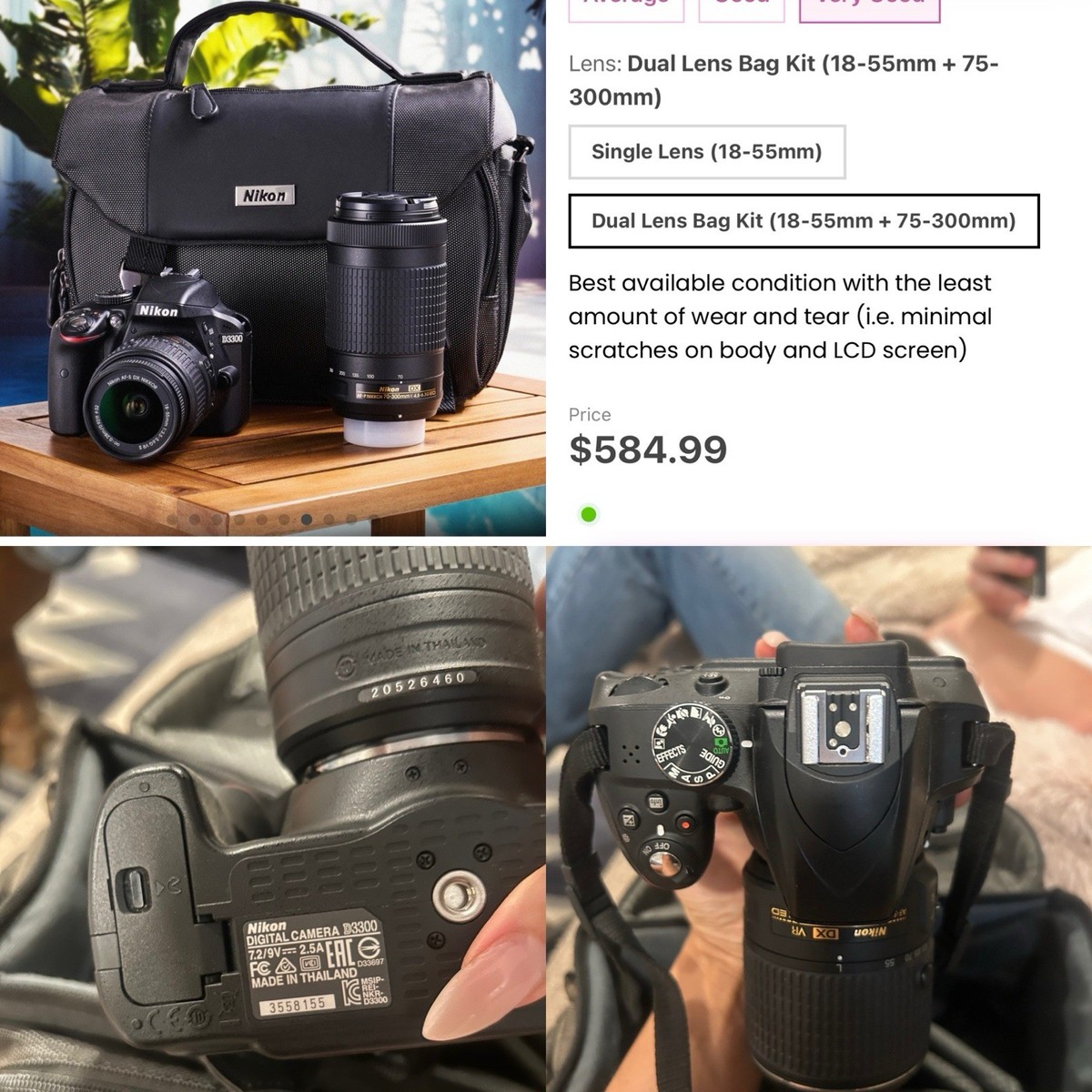 Nikon D D3300 Digital SLR Camera Black (Body Only) for