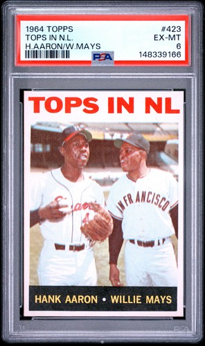 1964 TOPPS TOPS IN N.L. #423 HANK AARON WILLIE MAYS PSA 6