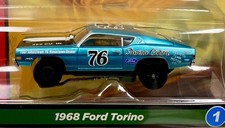 Auto World Thunderjet 1968 Ford Torino Teal, Black  White HO Scale Slot Car