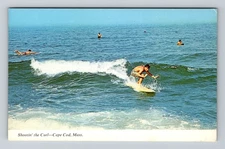 Cape Cod MA-Massachusetts, Shooting the Curl at the Beaches Vintage Postcard