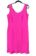 Vintage R&K Originals Y2K Fuchsia Pink Ruffle Hem Sheath Dress Sz 8 Cotton
