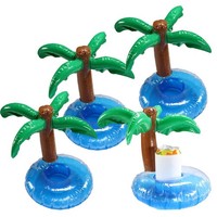 4Er Set Pool GeträNkehalter Palmeninsel Aufblasbare Insel Palme Dosenhalter