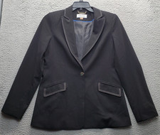 Calvin Klein Blazer Jacket Womens 8 Black Formal Stitching Single Breasted