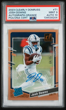 Josh Downs 2023 Clearly Donruss Rated Rookie Orange Auto /75 PSA 9 Colts