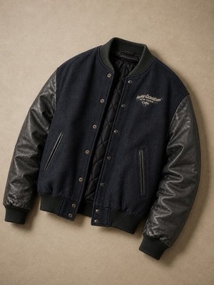 HARLEY DAVIDSON JACKE HERRER GR.L LEDER WOOL NEW YORK CAFE VINTAGE VARSITY USA
