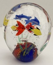 Murano Style Art Glass Double Sided Fish Aquarium Paperweight SALE