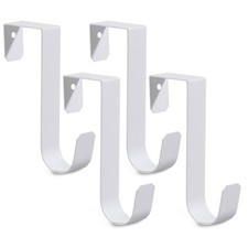 4Pack Metal Over The Door Hanging Hooks for Towel Coat Kitchen Cabinet Door