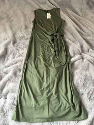 Lipsy London Green Viscose Jersey Round Neck Tie Waist Maxi Dress UK 12 - Image 1 of 4