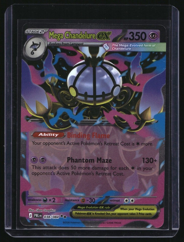 2026 Pokemon Pitch Black Mega Chandelure ex Double Rare PBL Pokemon Pitch Black Mega Chandelure ex 038/084 Double Rare PBL