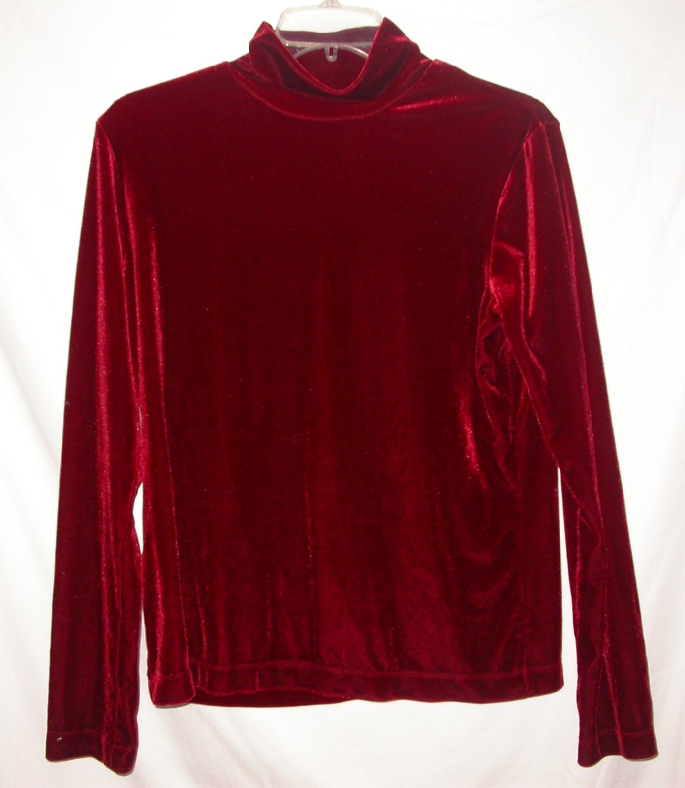 White Stag Red Velour Top Womens M Mock Neck Long Sleeve Luxe Christmas Party